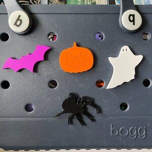 Set of 4 Bitty Halloween Bogg Charms-Bat-Ghost-Pumpkin-Spider